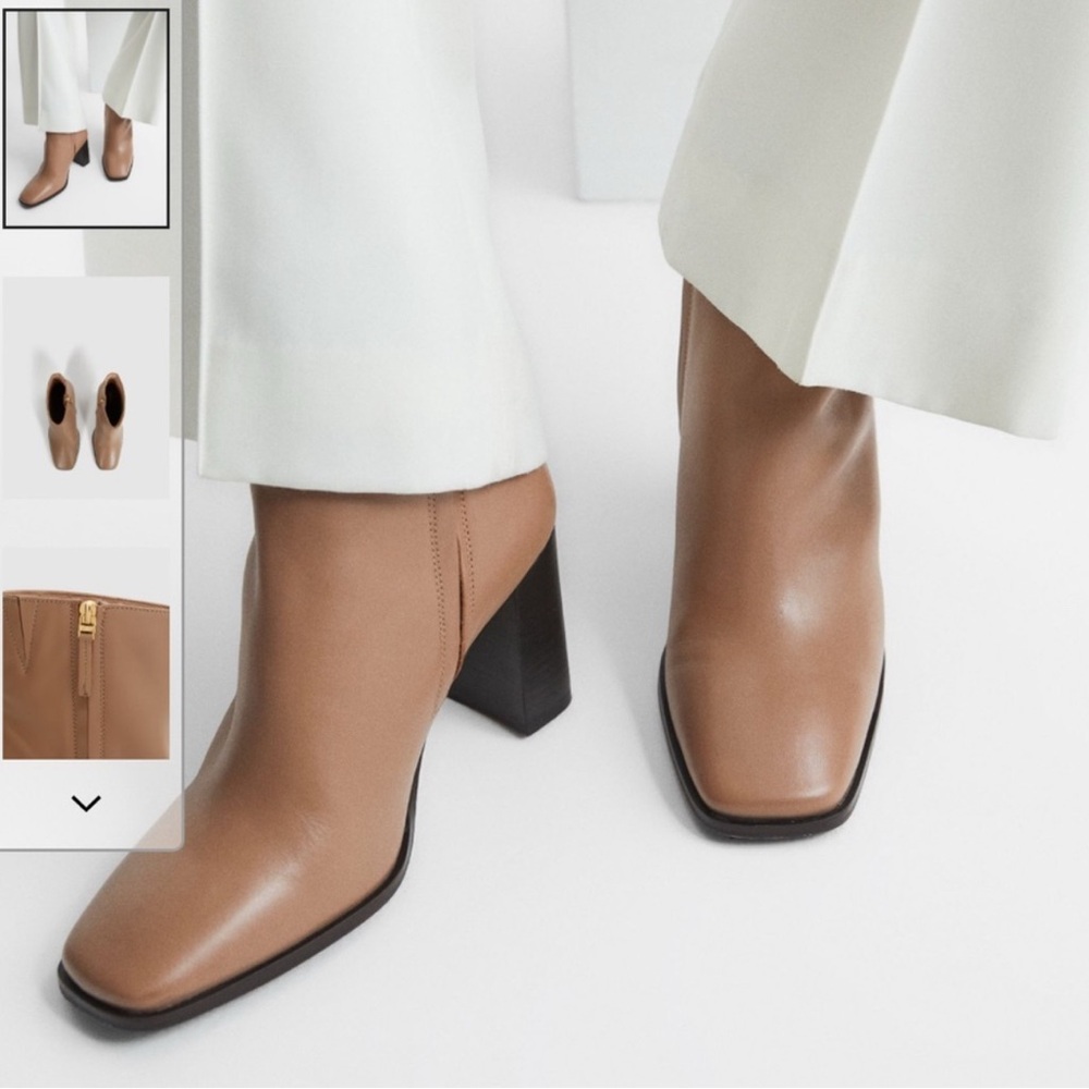 Reiss Casey Square Toe Boot Sz 39 / 8.5 in Camel color - Picture 2 of 15